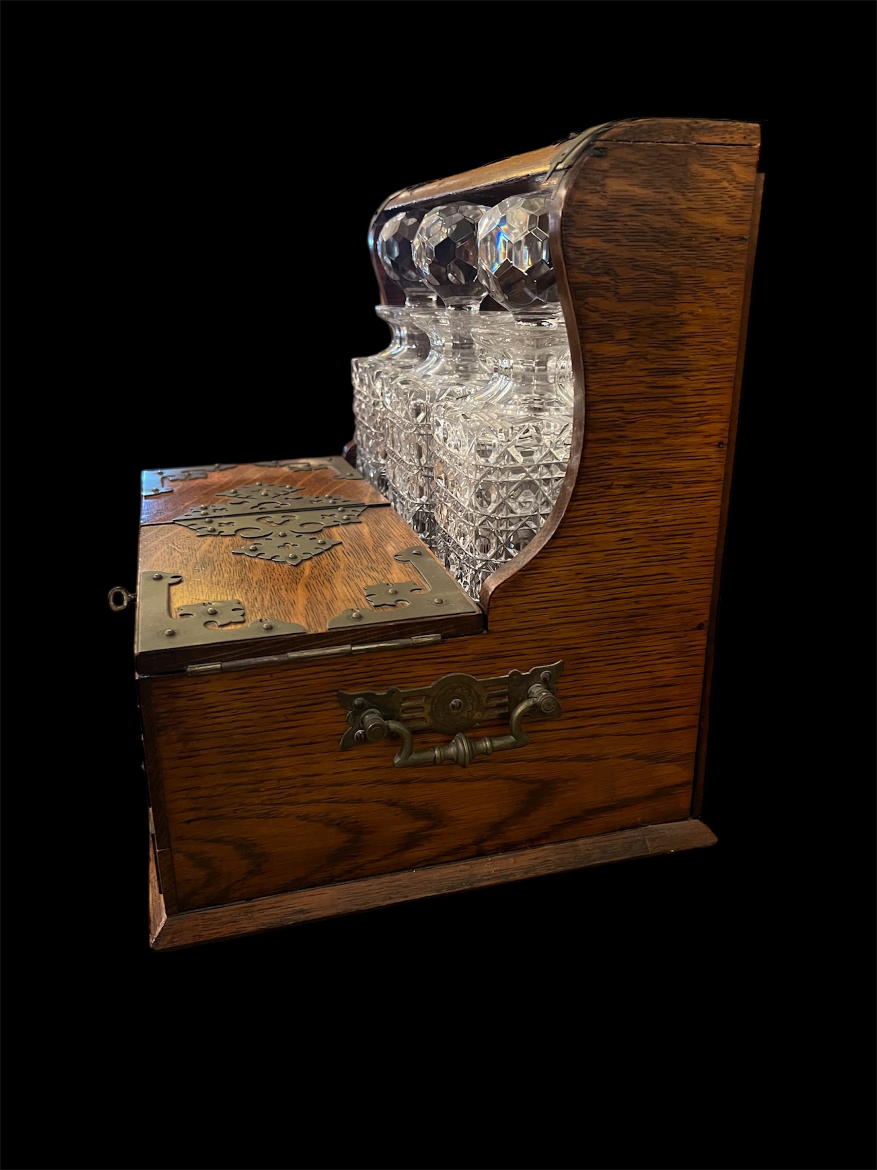 Antique English Oak Tantalus