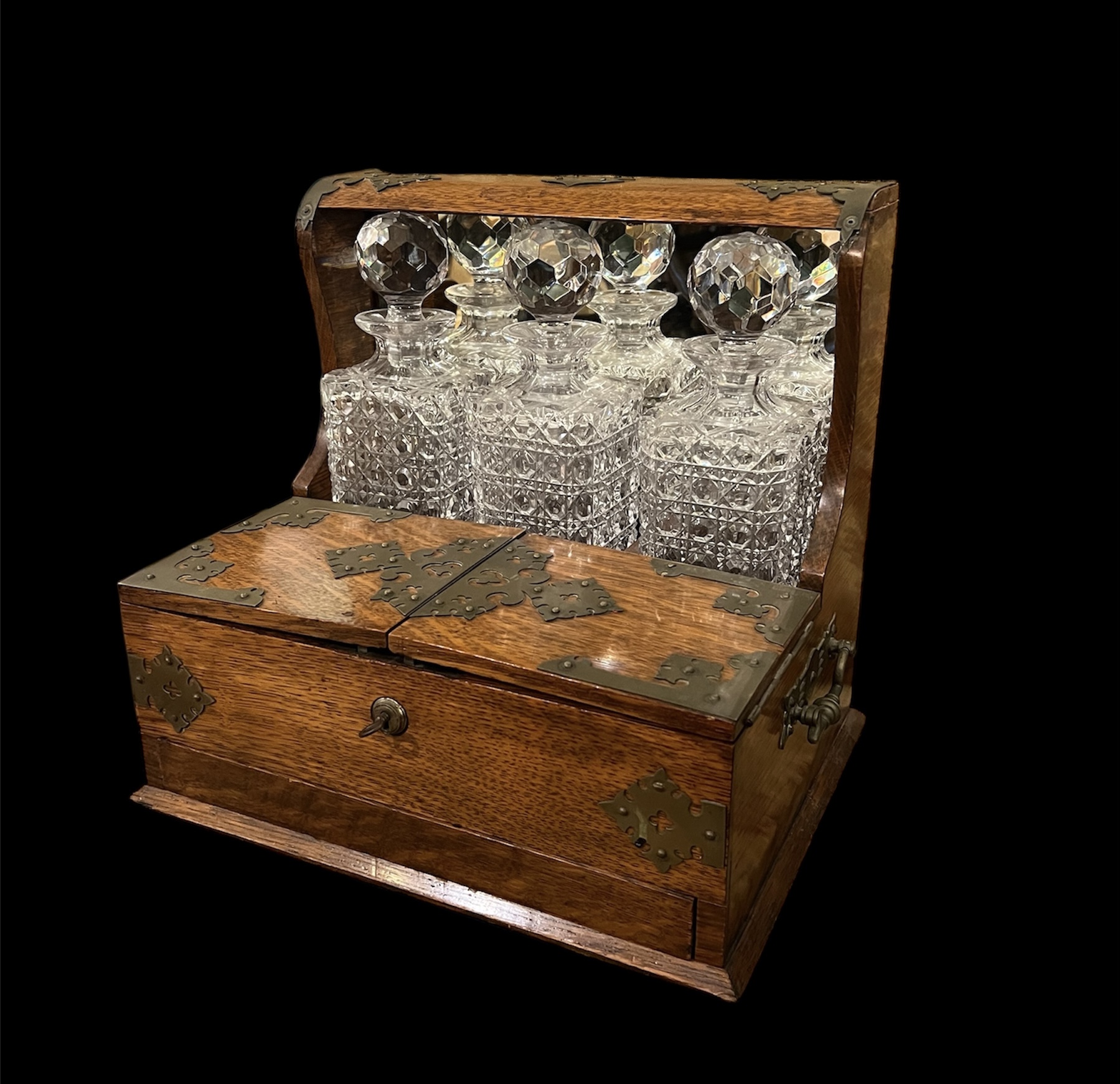 Antique English Oak Tantalus