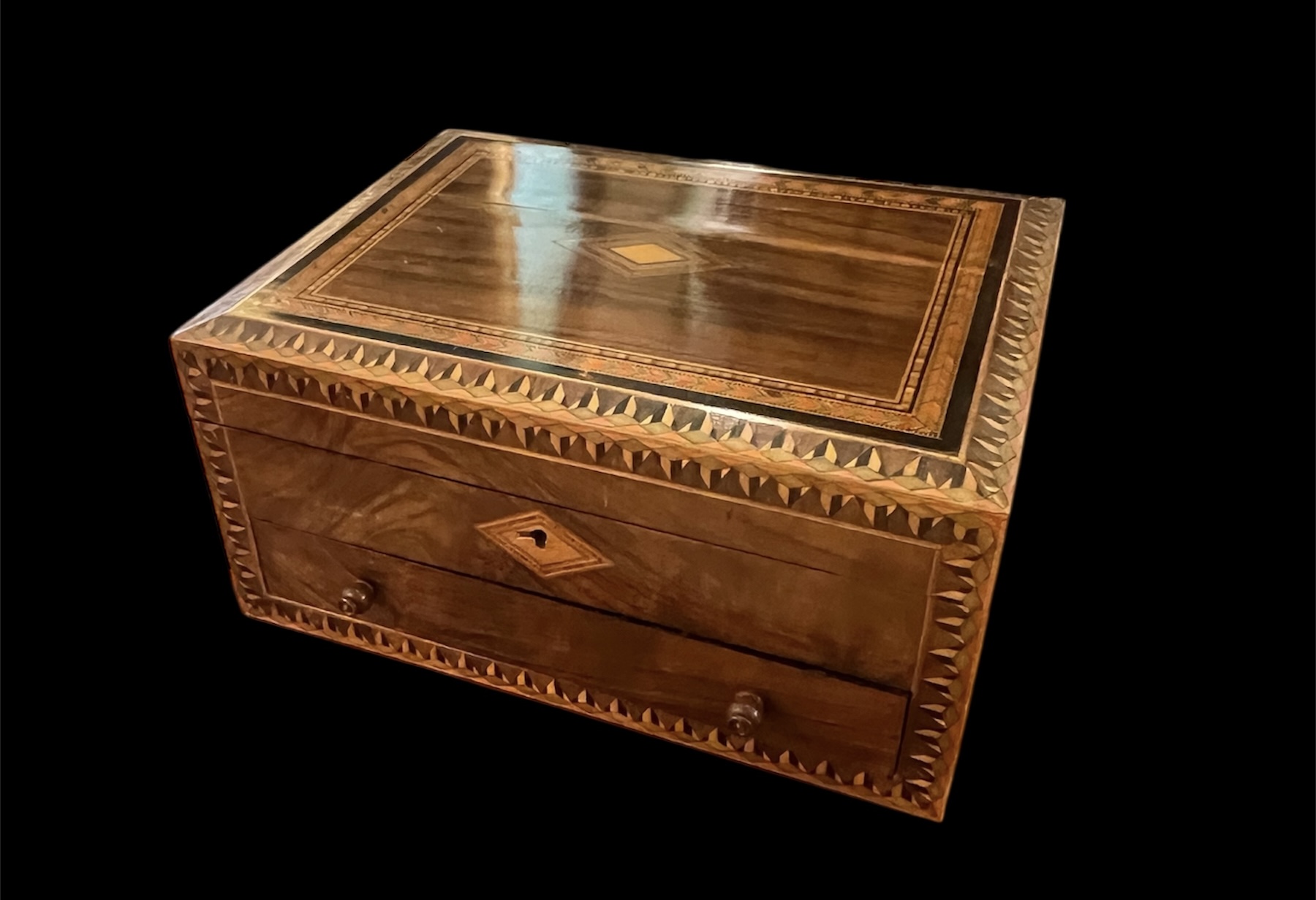 Antique Marquetry Sewing Box
