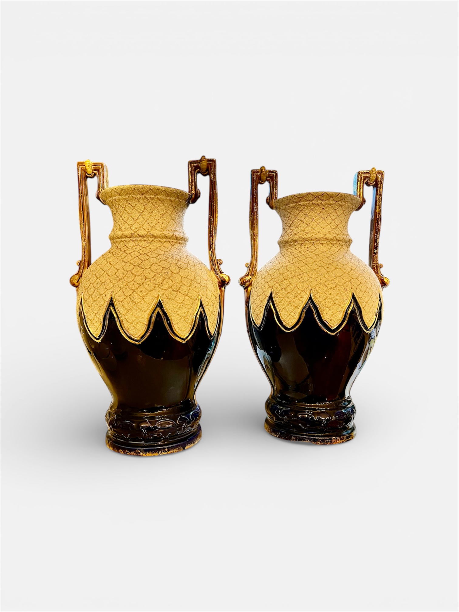 Antique English Majolica Urns