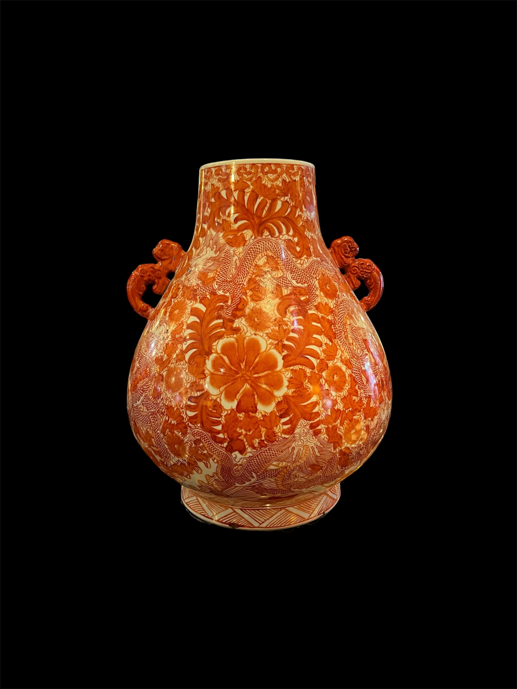 Chinese Porcelain Orange Dragon Vase
