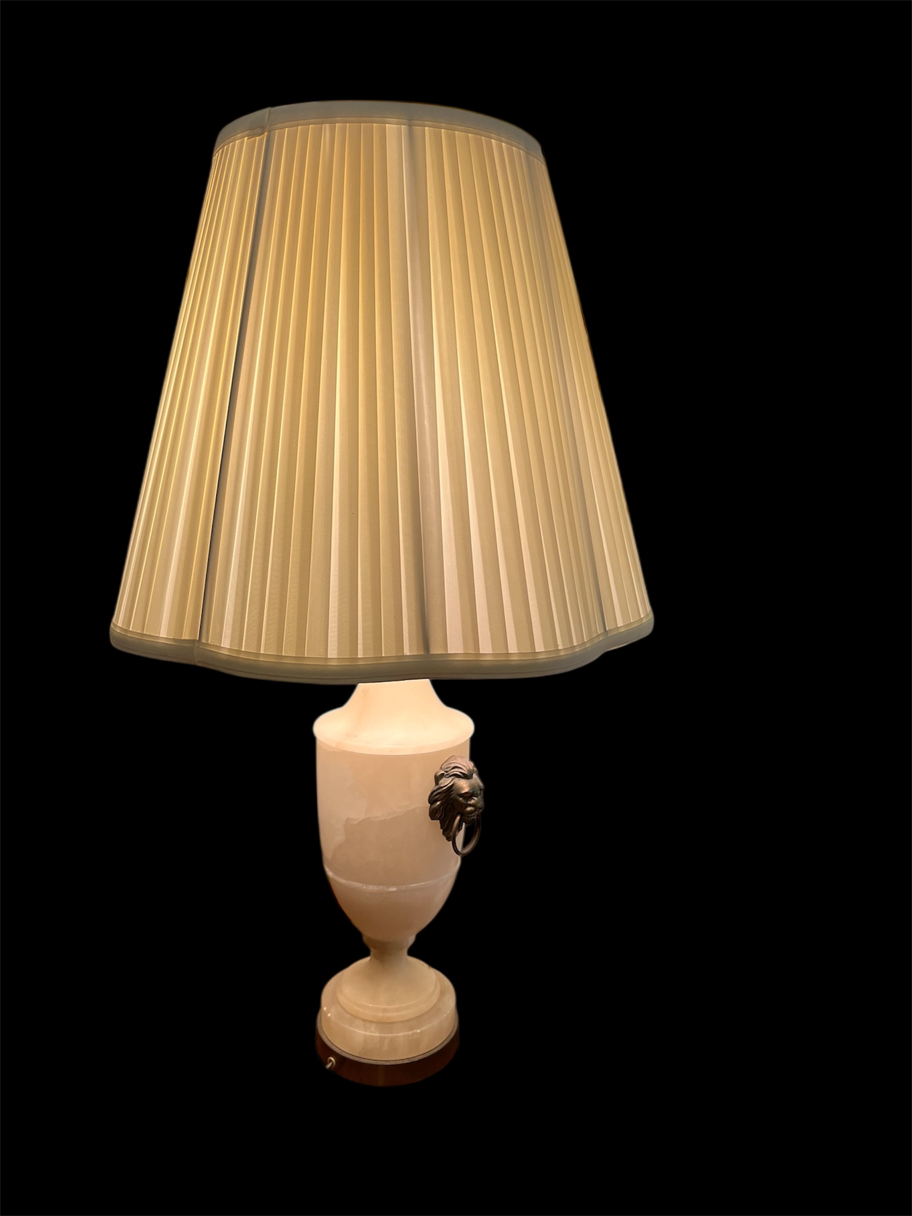 Brass Lion Alabaster Lamp