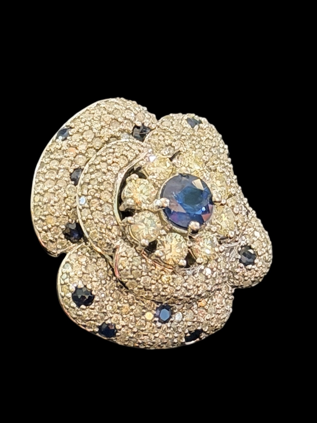 Sapphire Diamond Flower Cocktail Ring