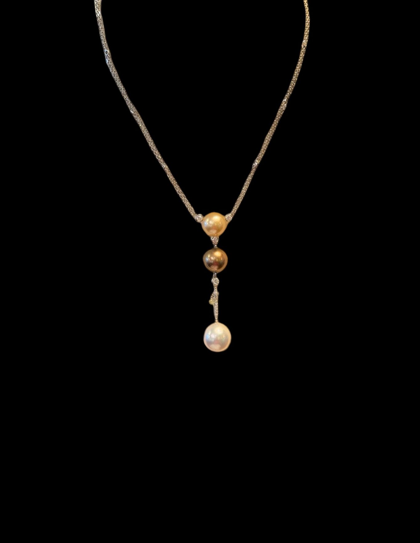 Copper Champagne Pearl Diamond Necklace