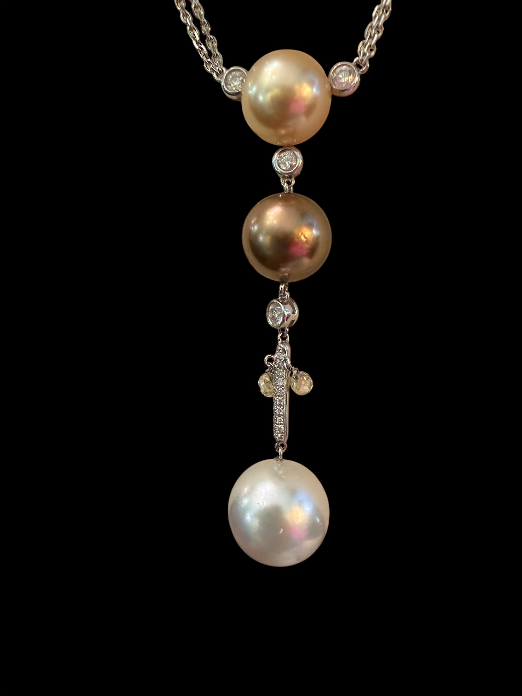 Copper Champagne Pearl Diamond Necklace