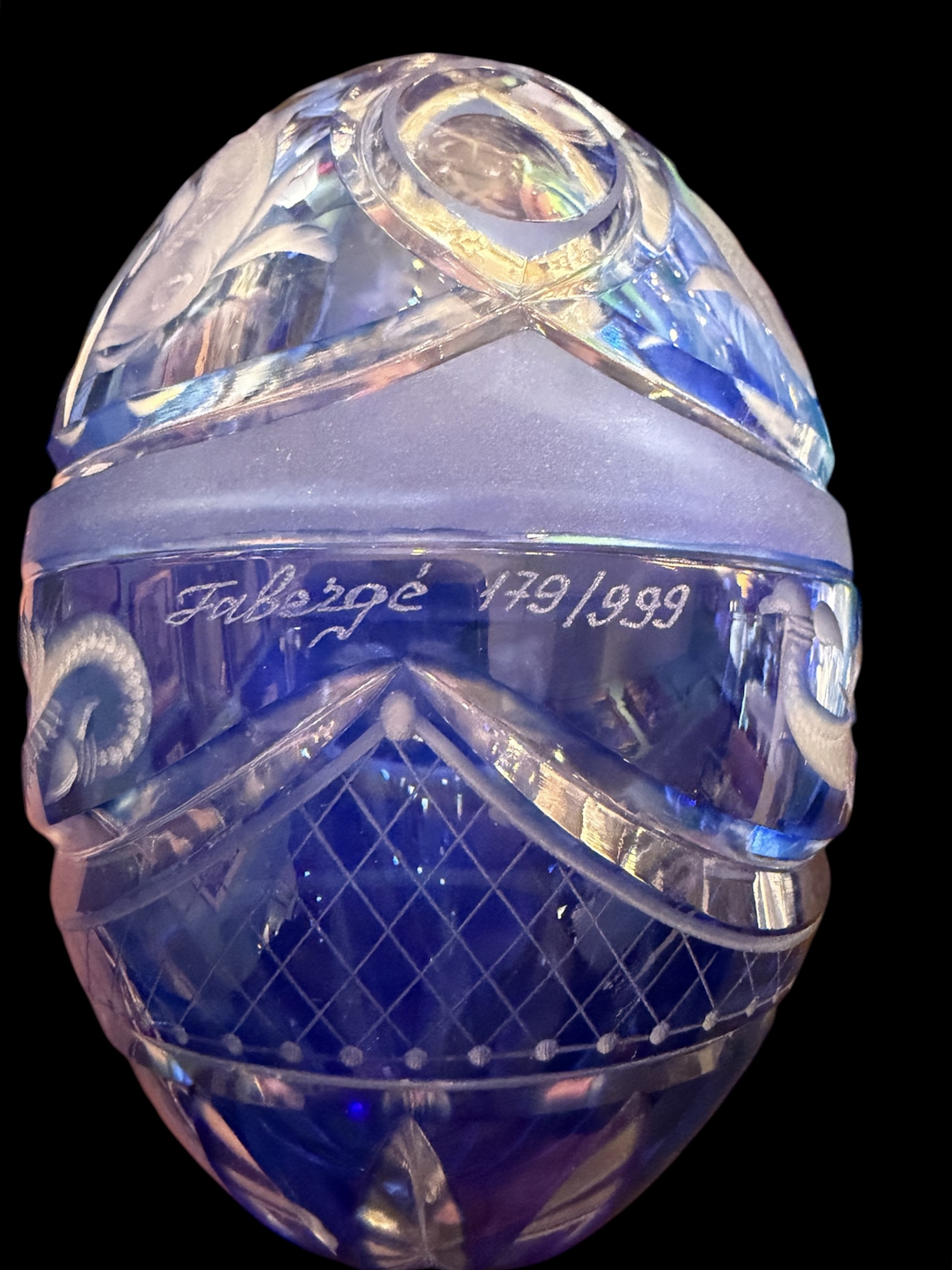 Faberge Blue Crystal Egg Box