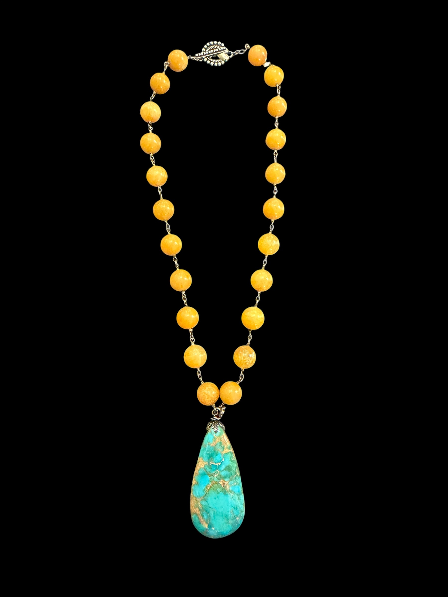 Yellow Jade and Royston Turquoise Necklace