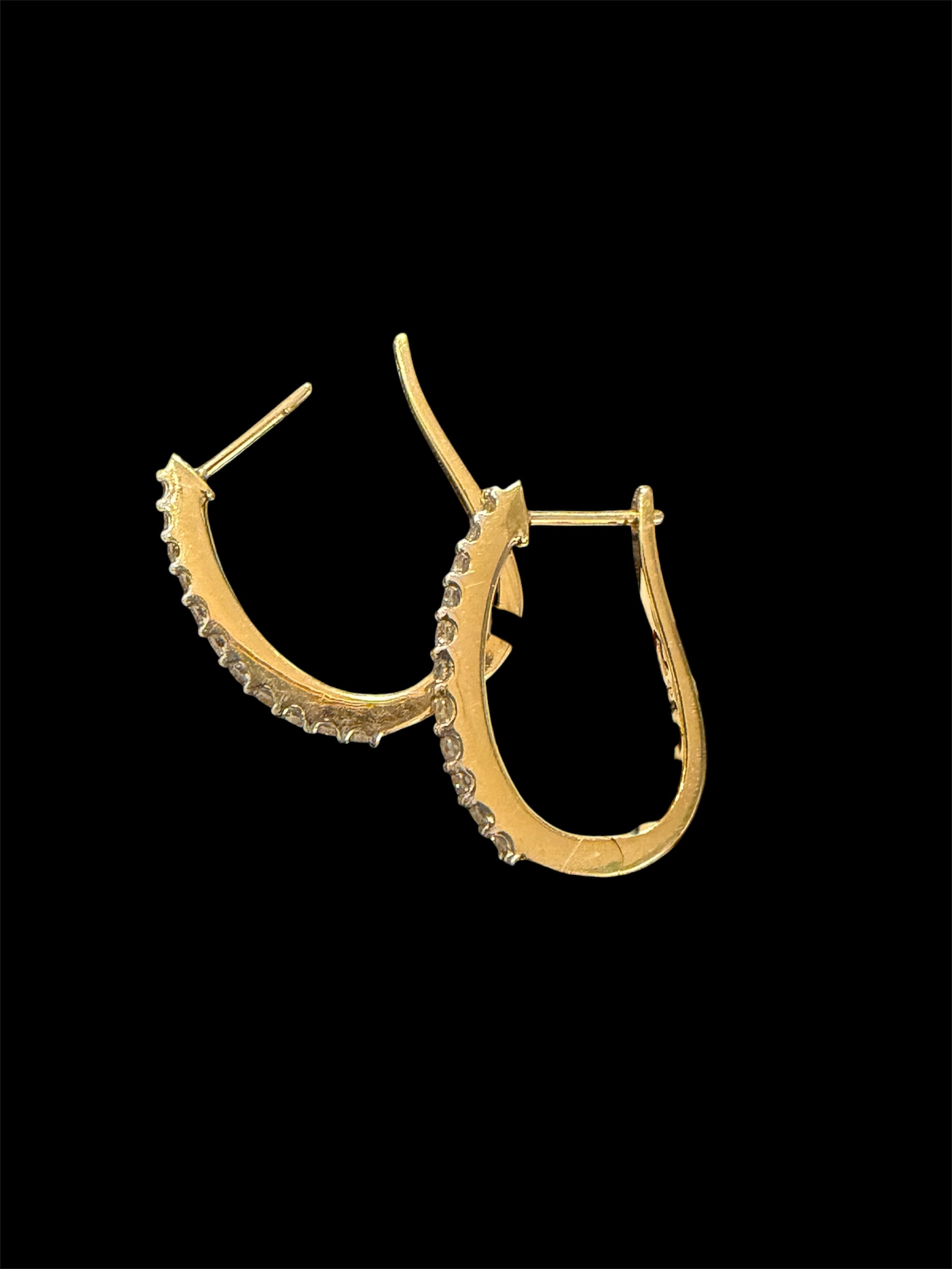 Diamond Gold Oval Hoops