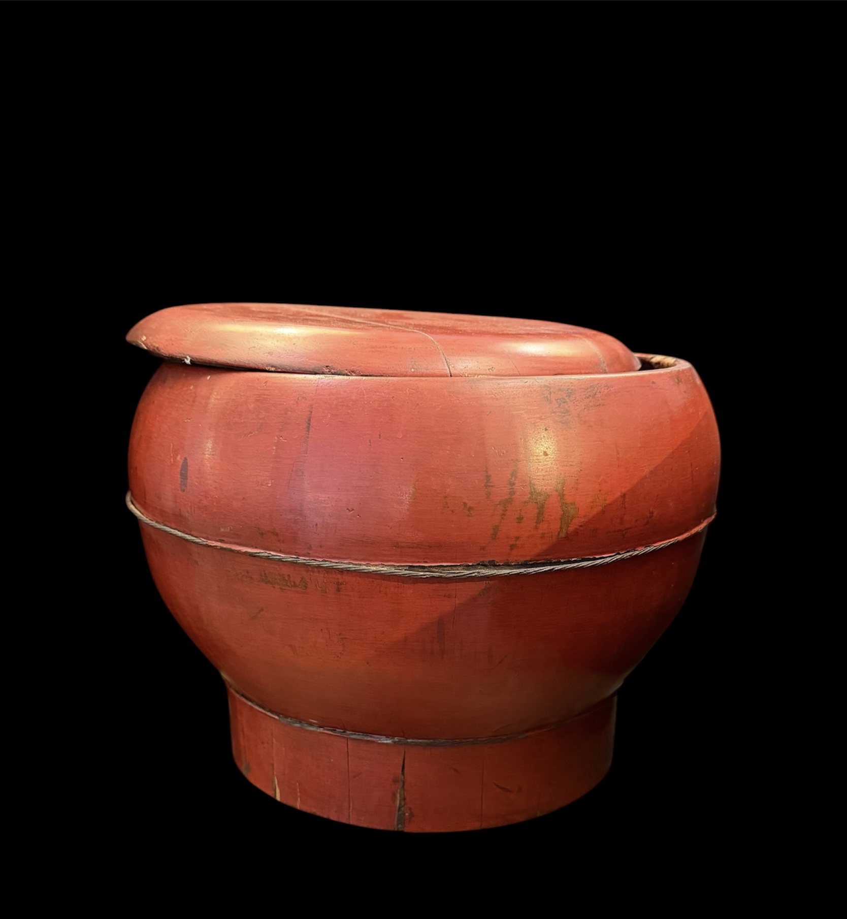 Chinese Red Lacquer Monk’s Food Vessel