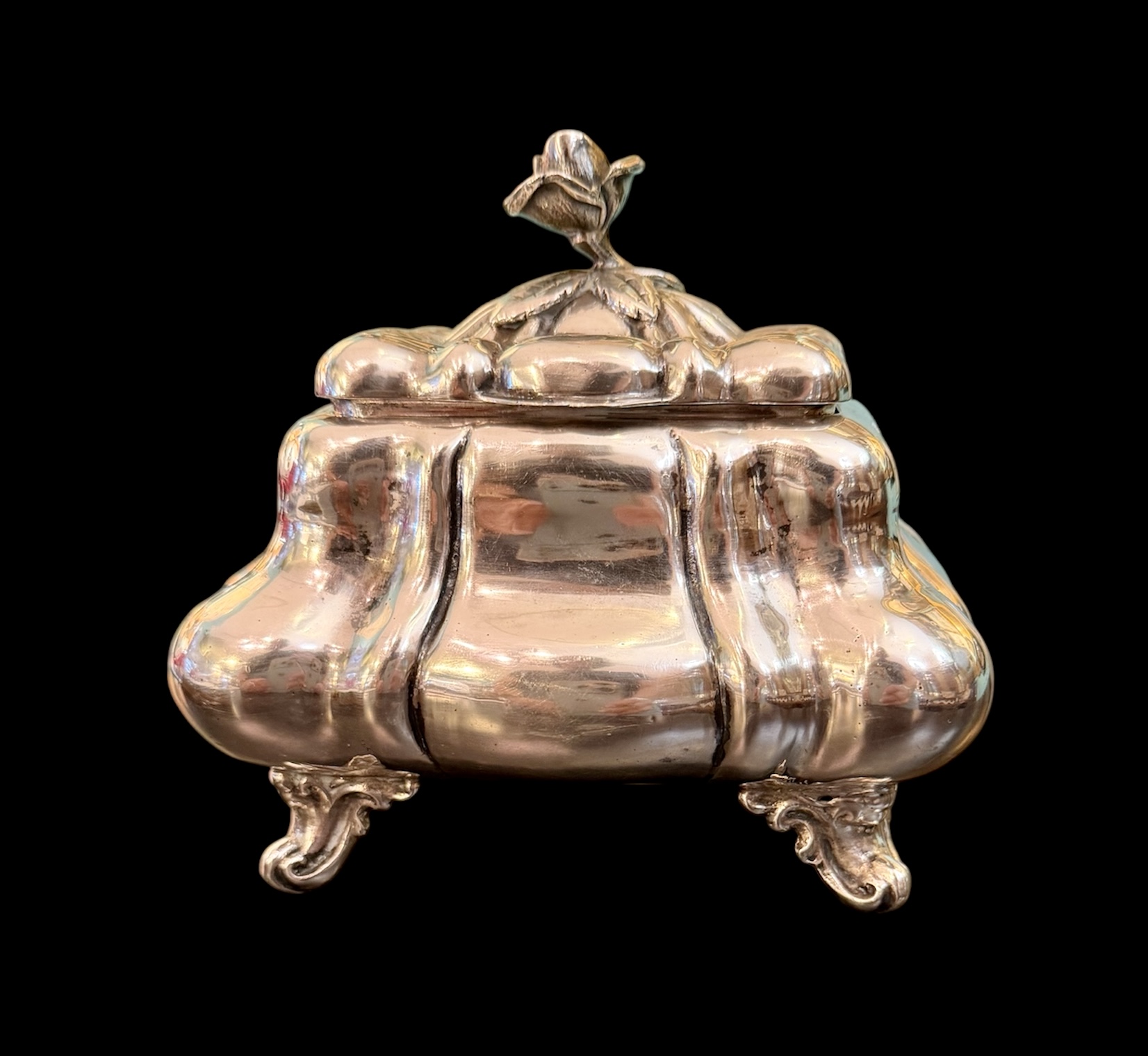 Antique Silver Rose Finial Box