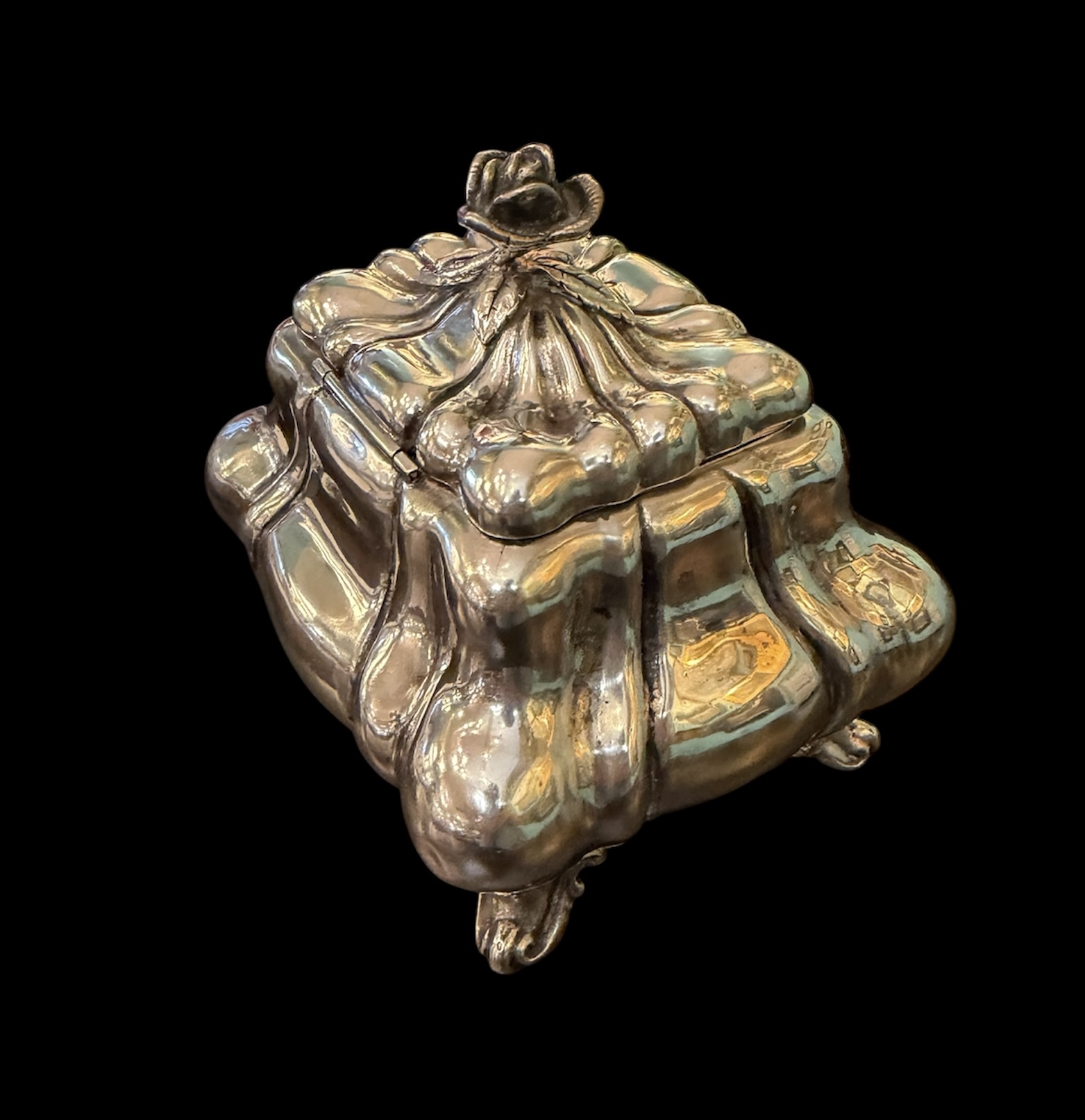 Antique Silver Rose Finial Box