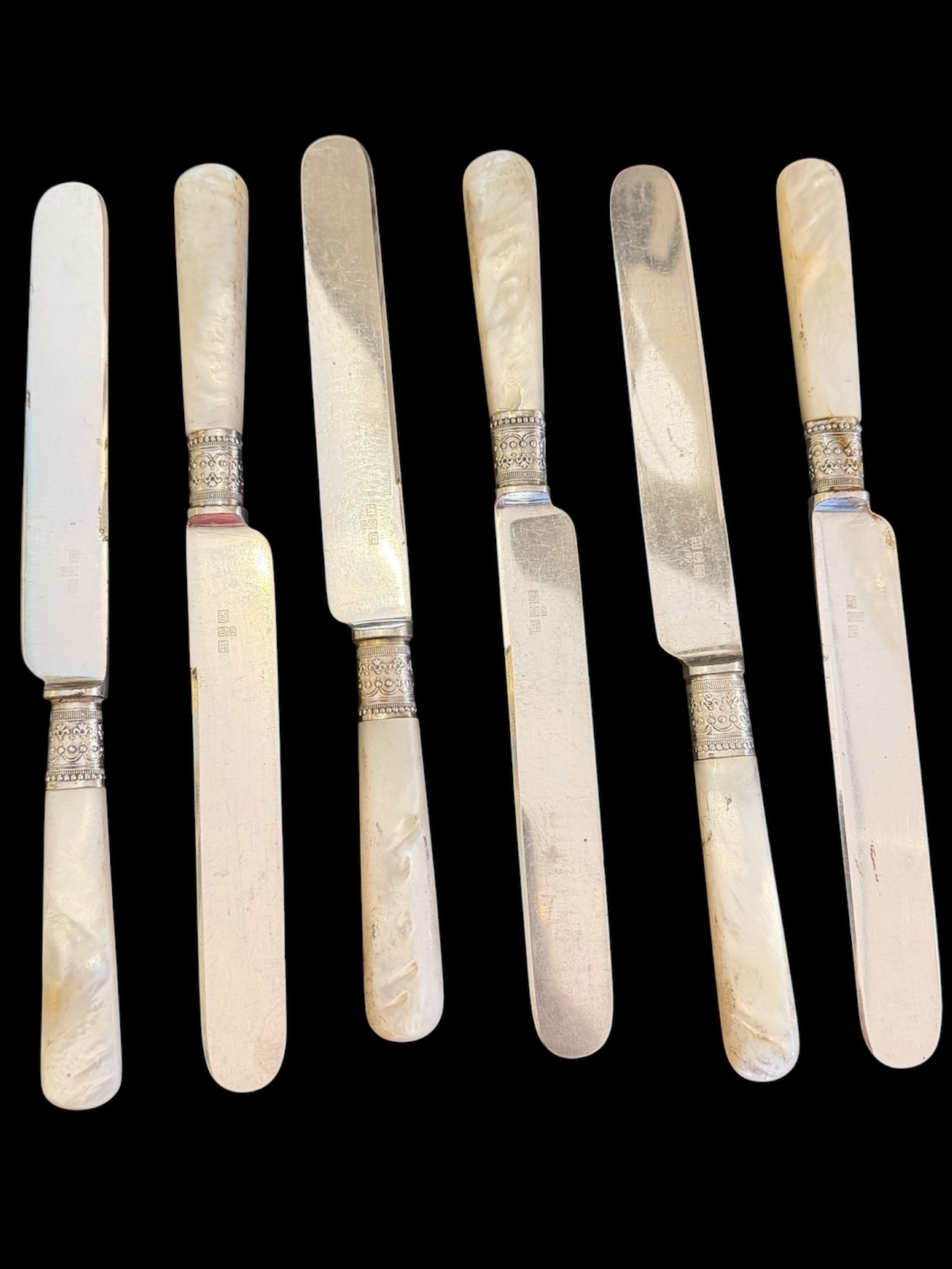 6 Antique MOP Handle Knives