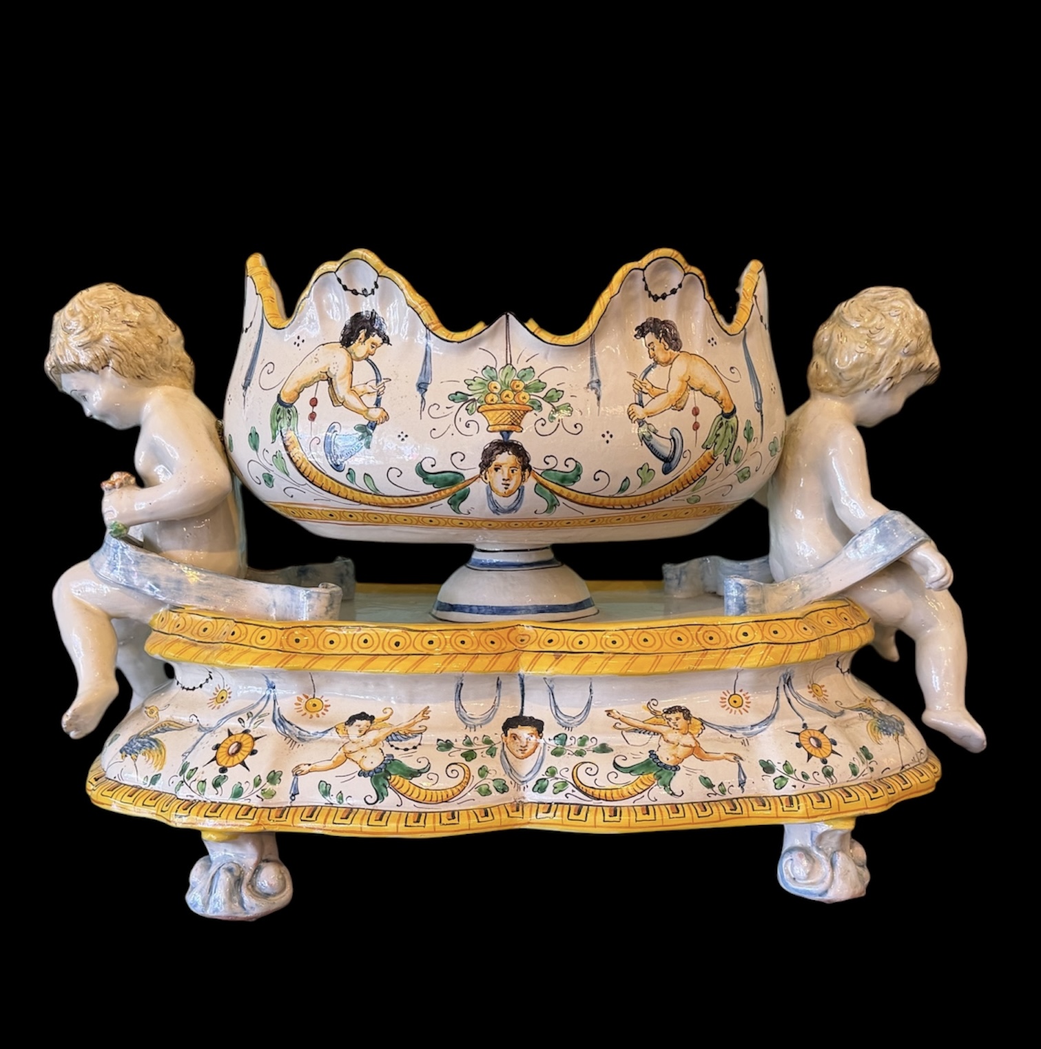 Italian Ceramic Putti Planter