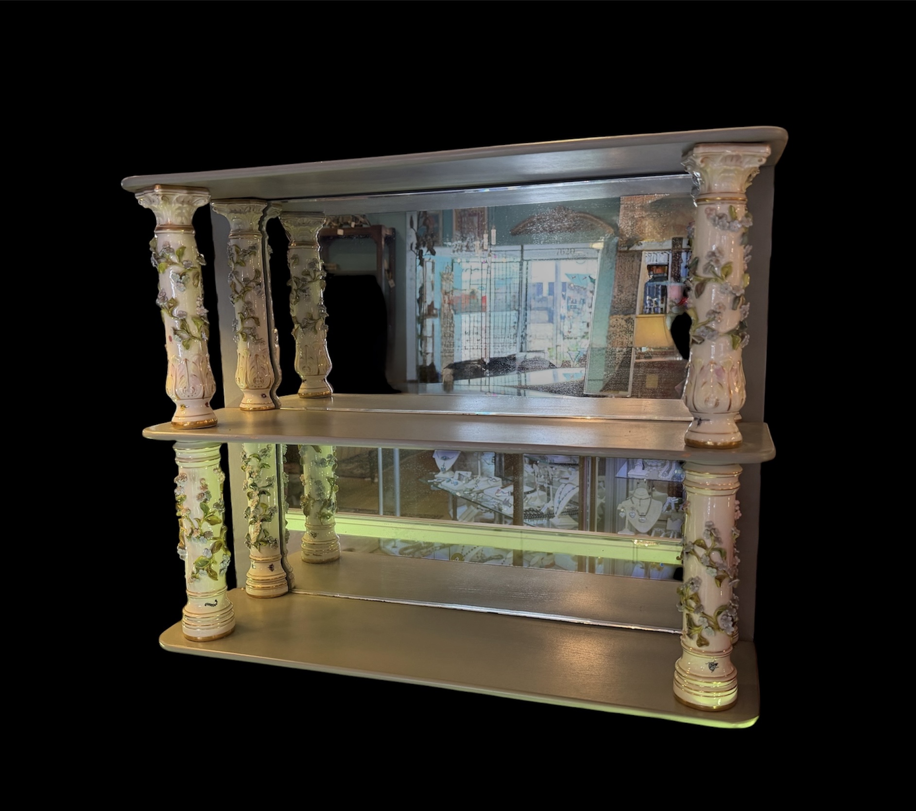 Antique Meissen Double Hanging Shelf