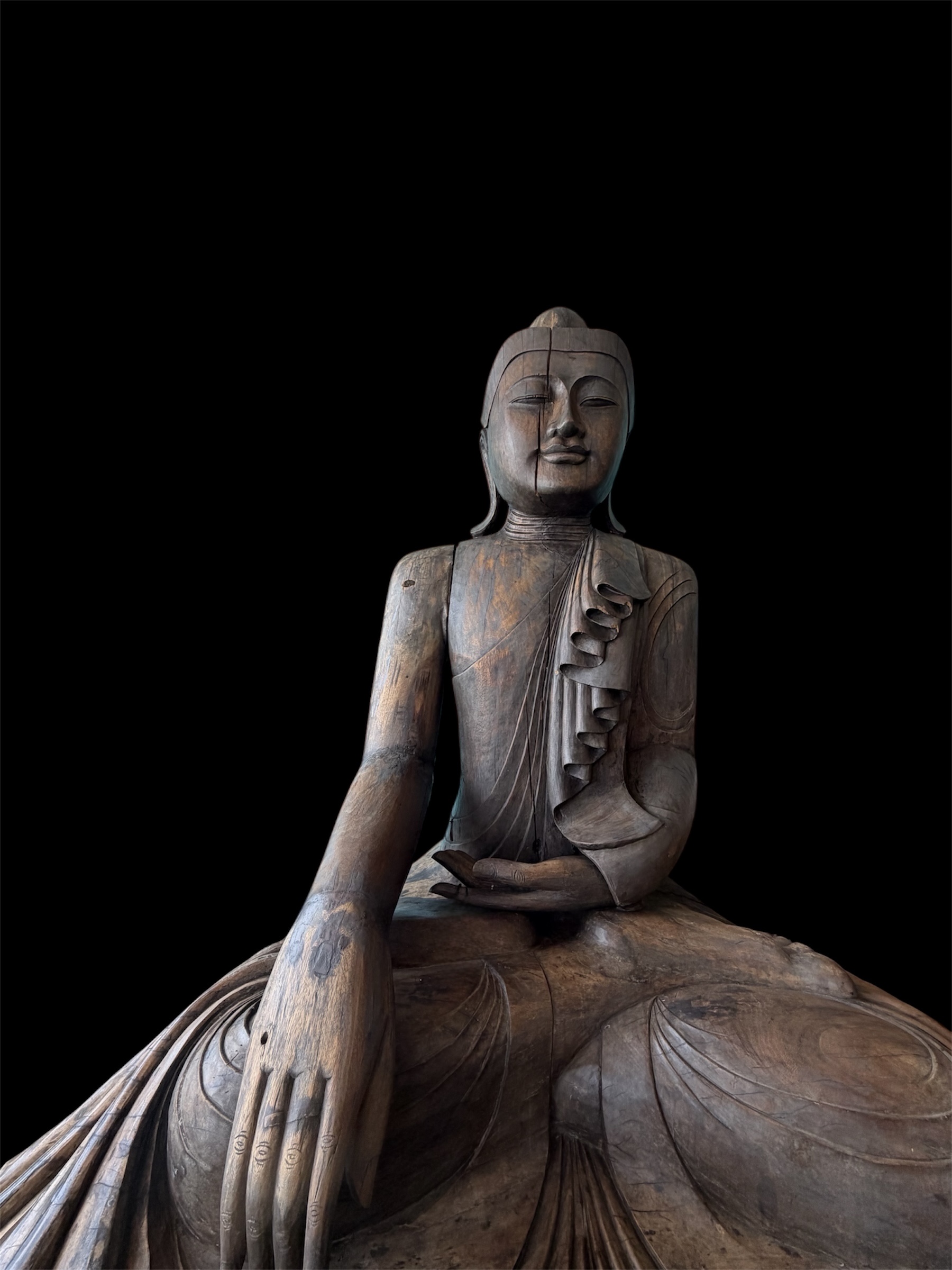 Antique LARGE Wood Buddha