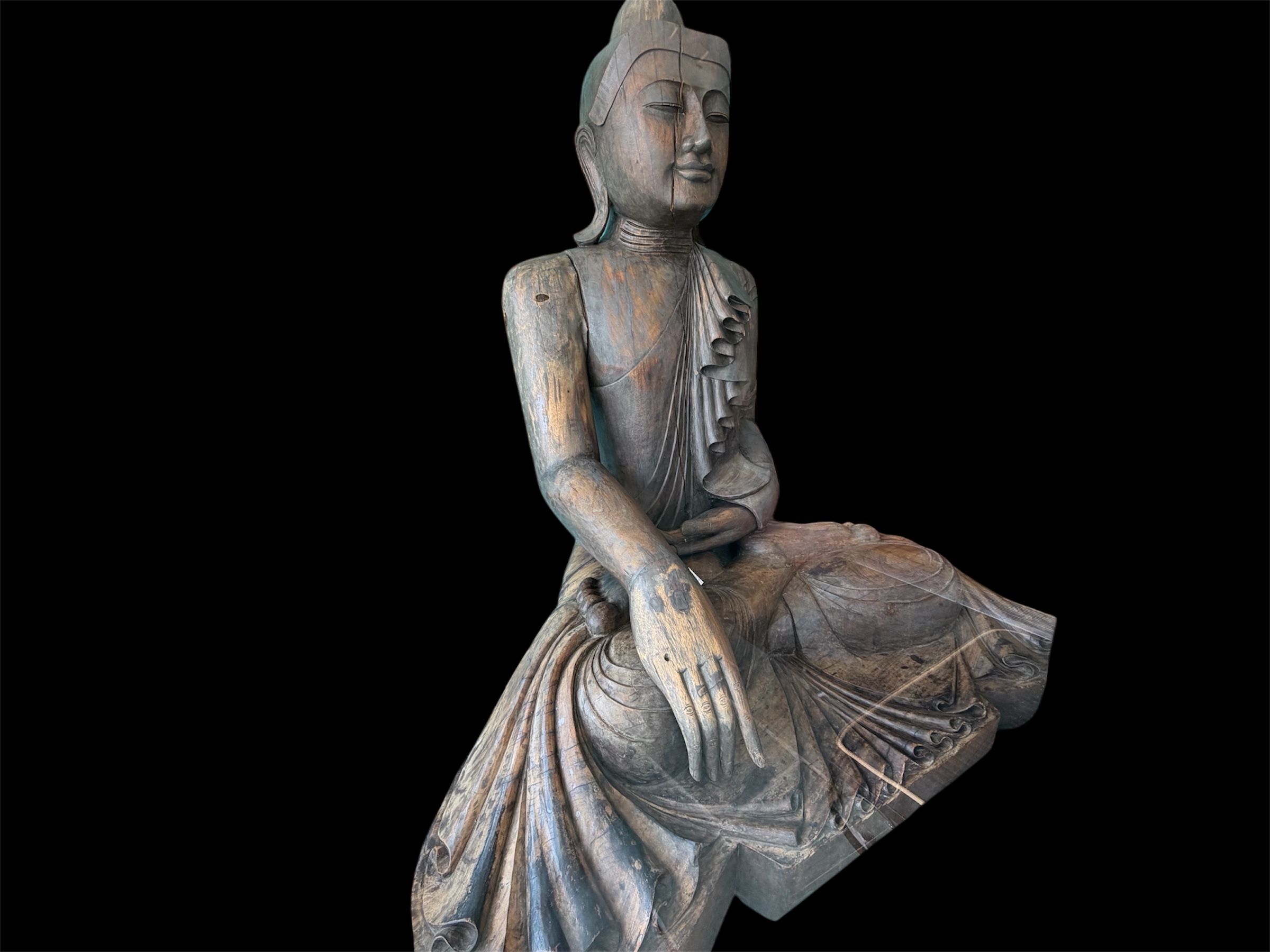 Antique LARGE Wood Buddha