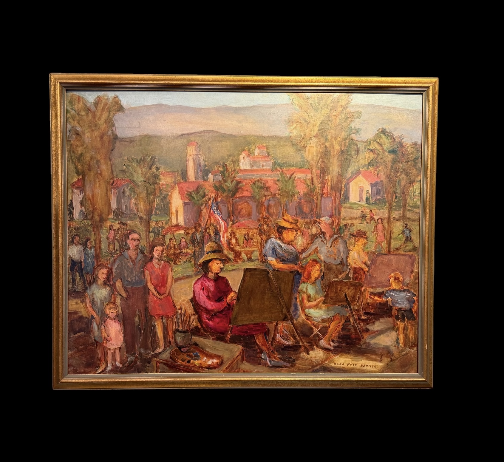 S K Danner ‘Santa Barbara Mission’ Oil Painting
