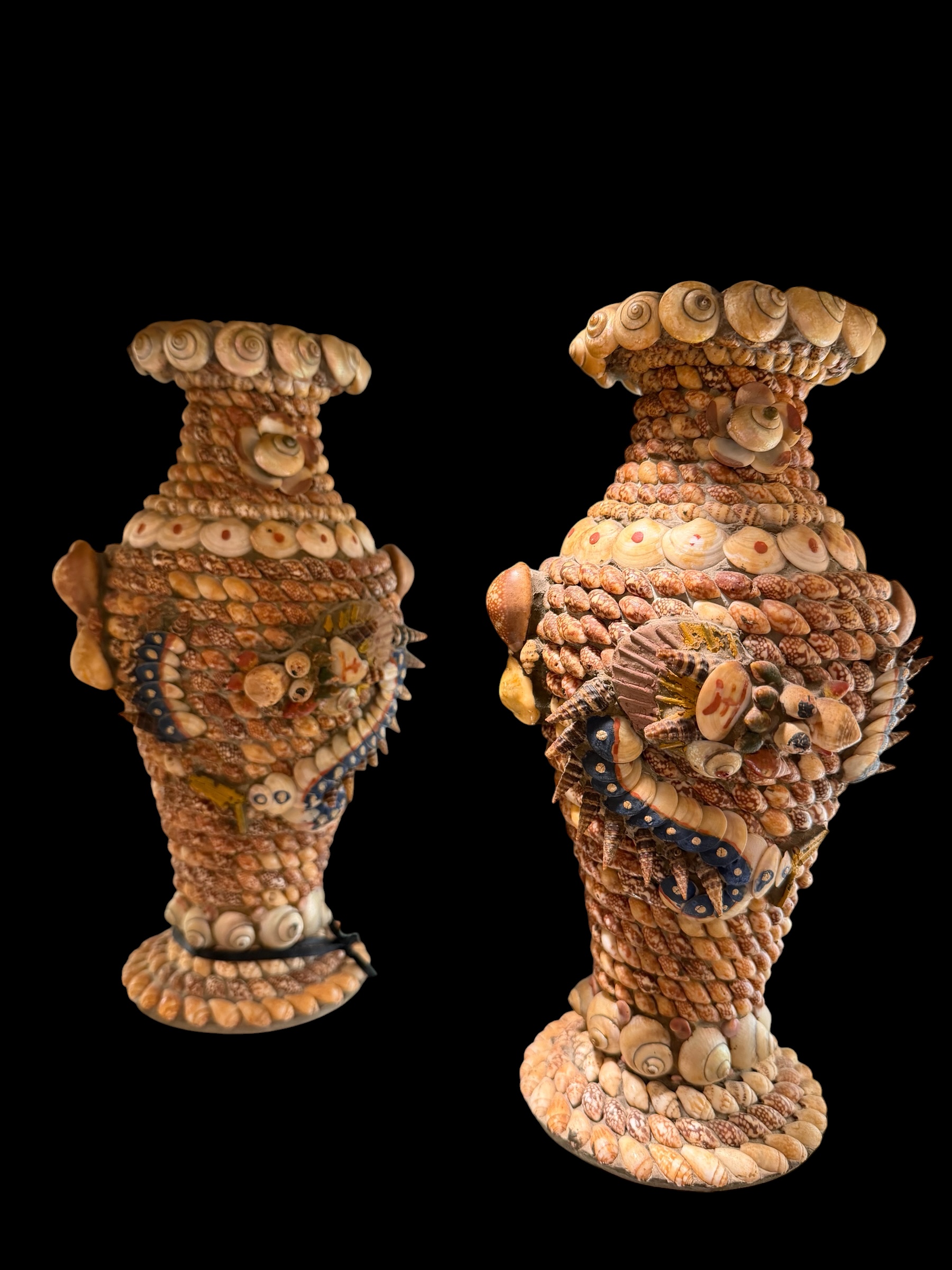 Vintage Seashell Art Vases
