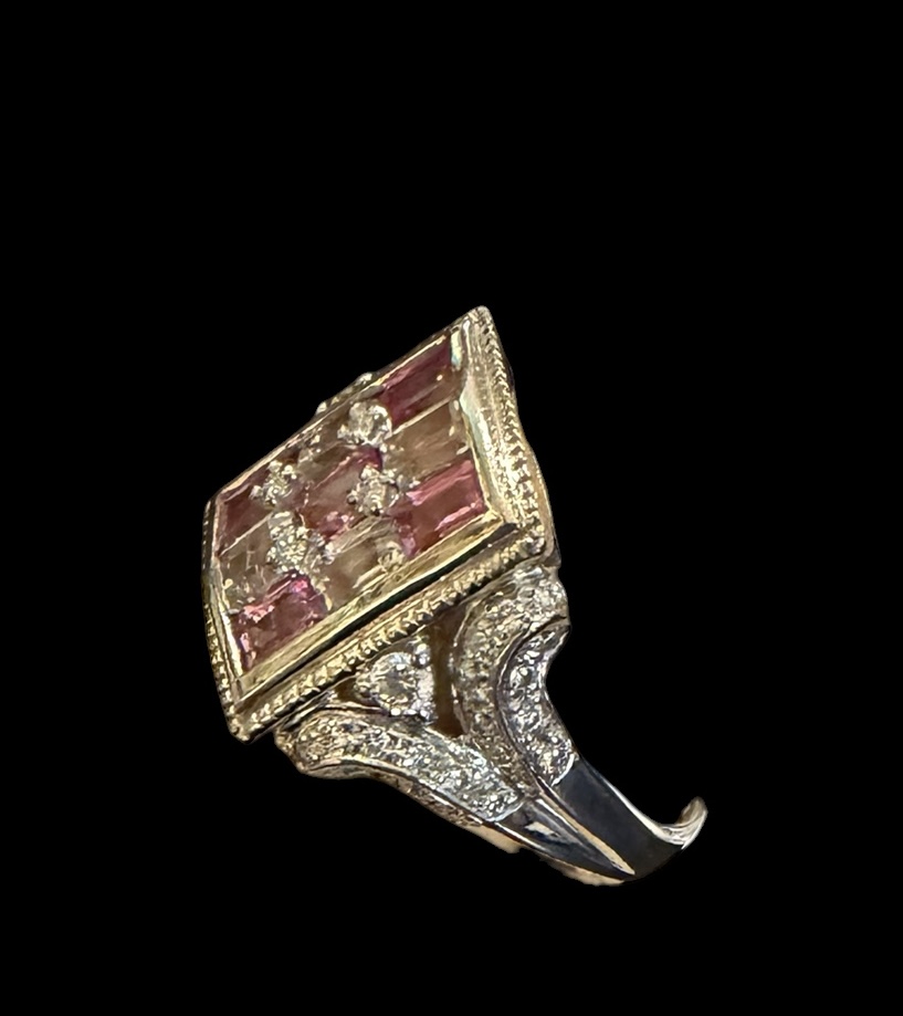 Pink Sapphire Diamond Cocktail Ring