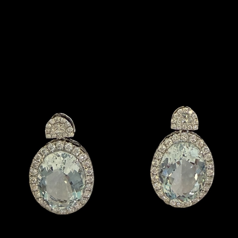 Aquamarine Diamond Drop Earrings