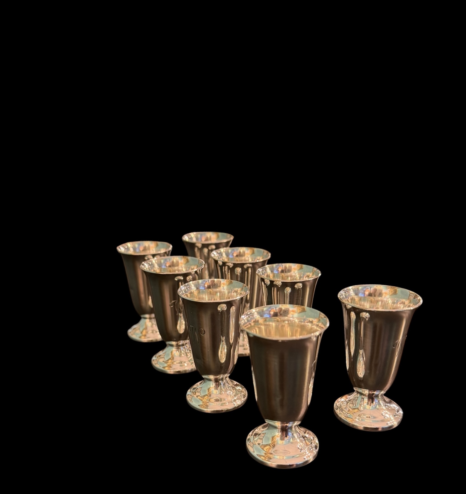 8 Lord Saybrook Sterling Cordial Glasses