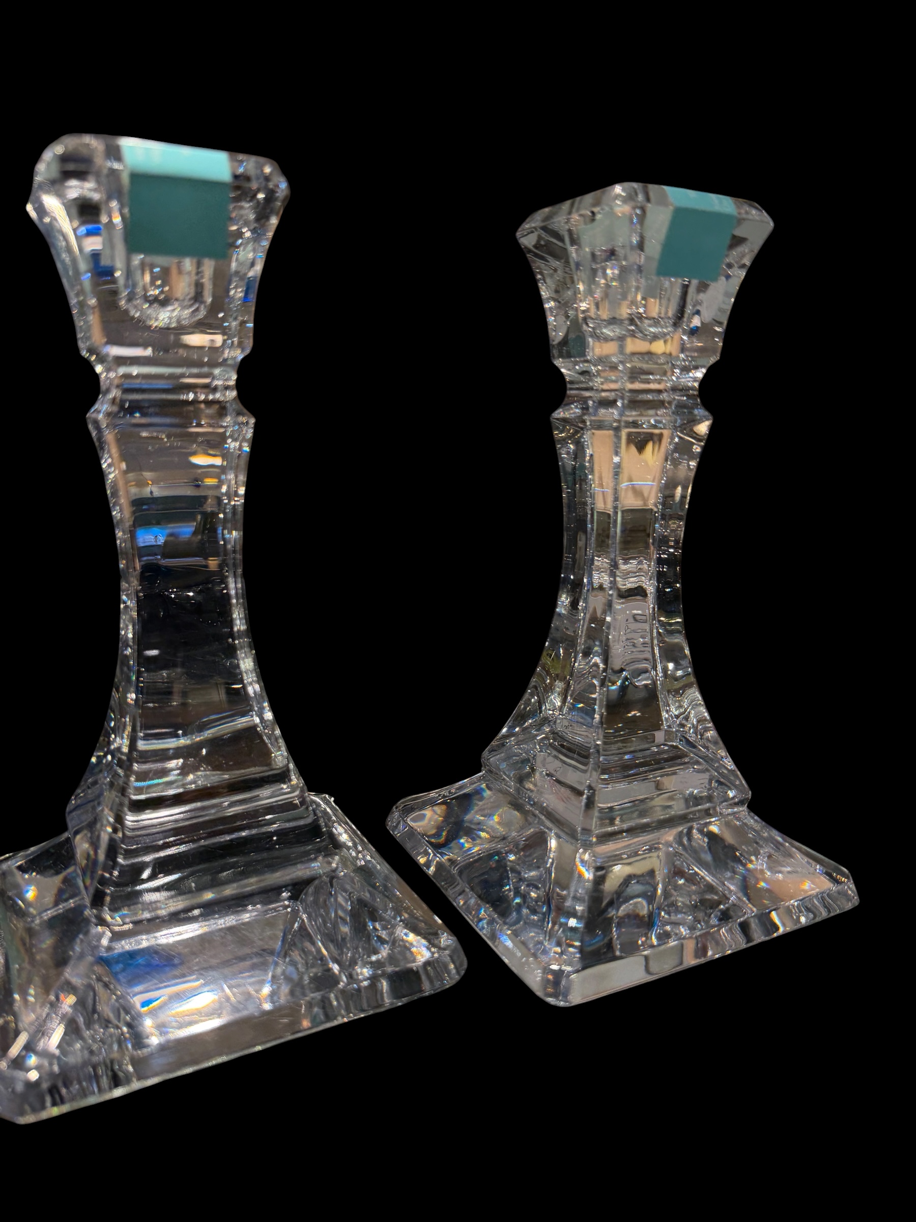 NWT Boxed Tiffany Crystal Column Candlesticks