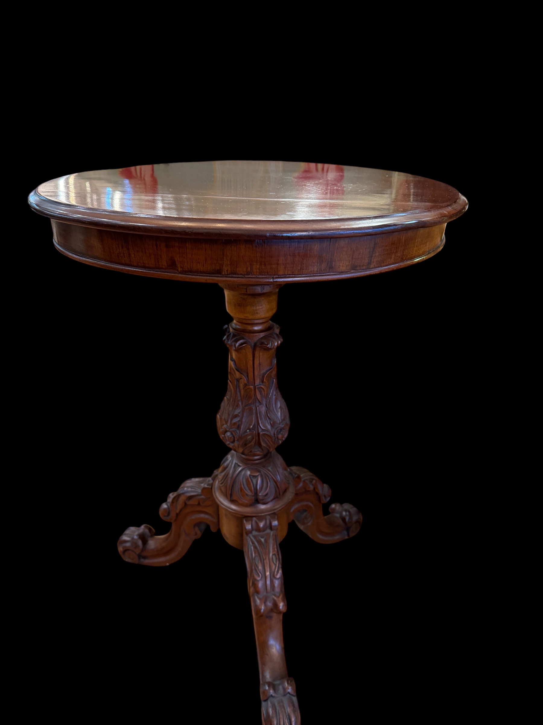 Antique Round Pedestal Side Table