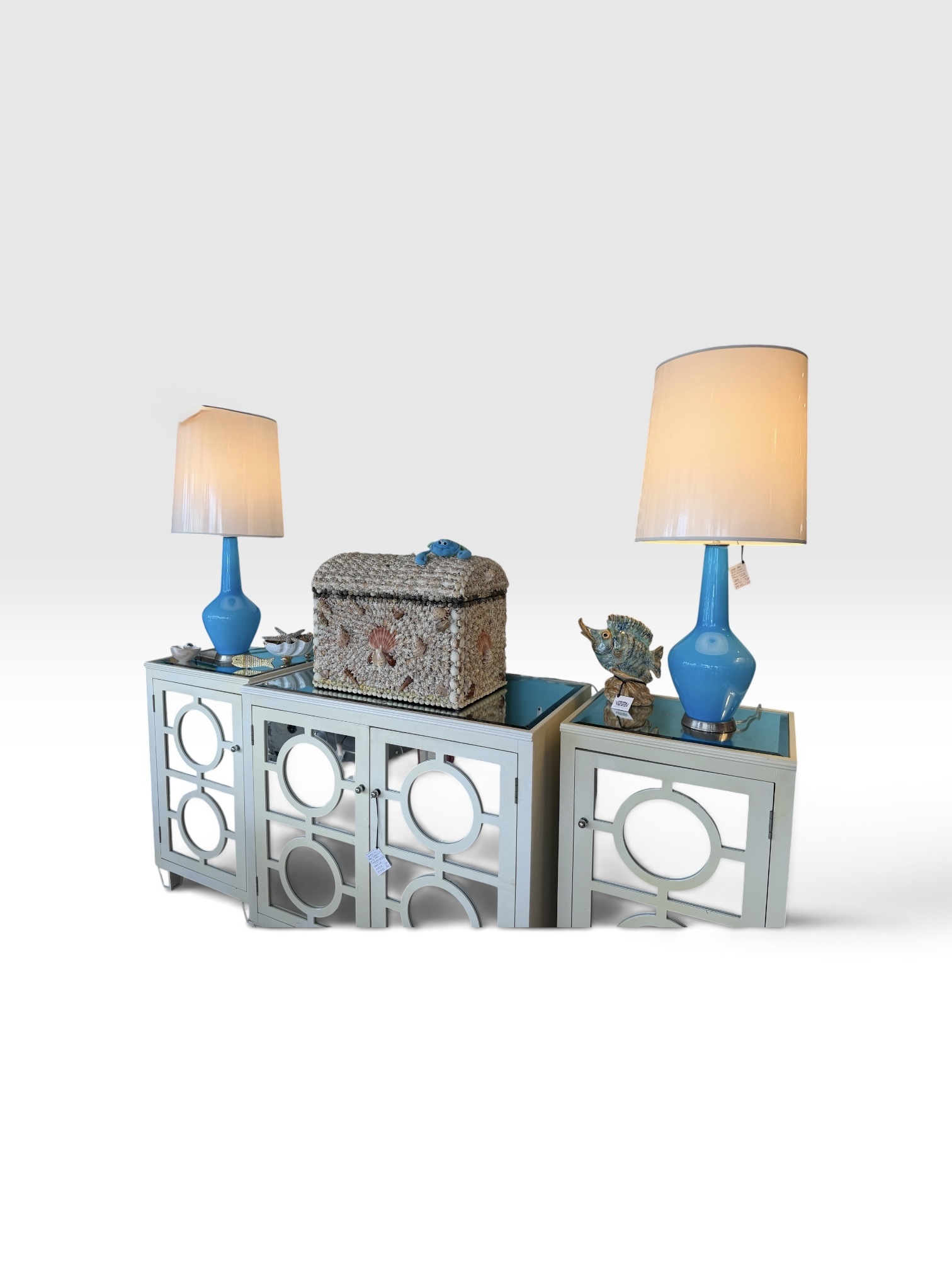 Jonathan Adler Turquoise Glass Lamps