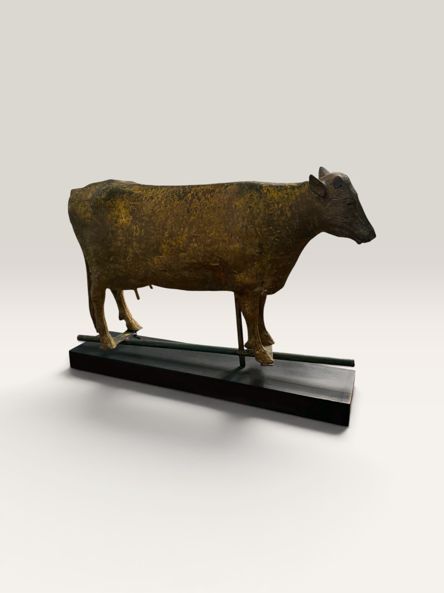 Antique Copper Cow Mounted Weather Vane