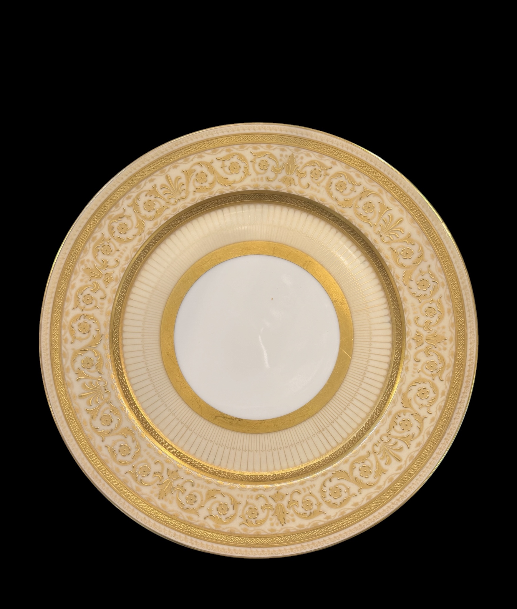Dozen Limoges Gold Painted Dinner Plates