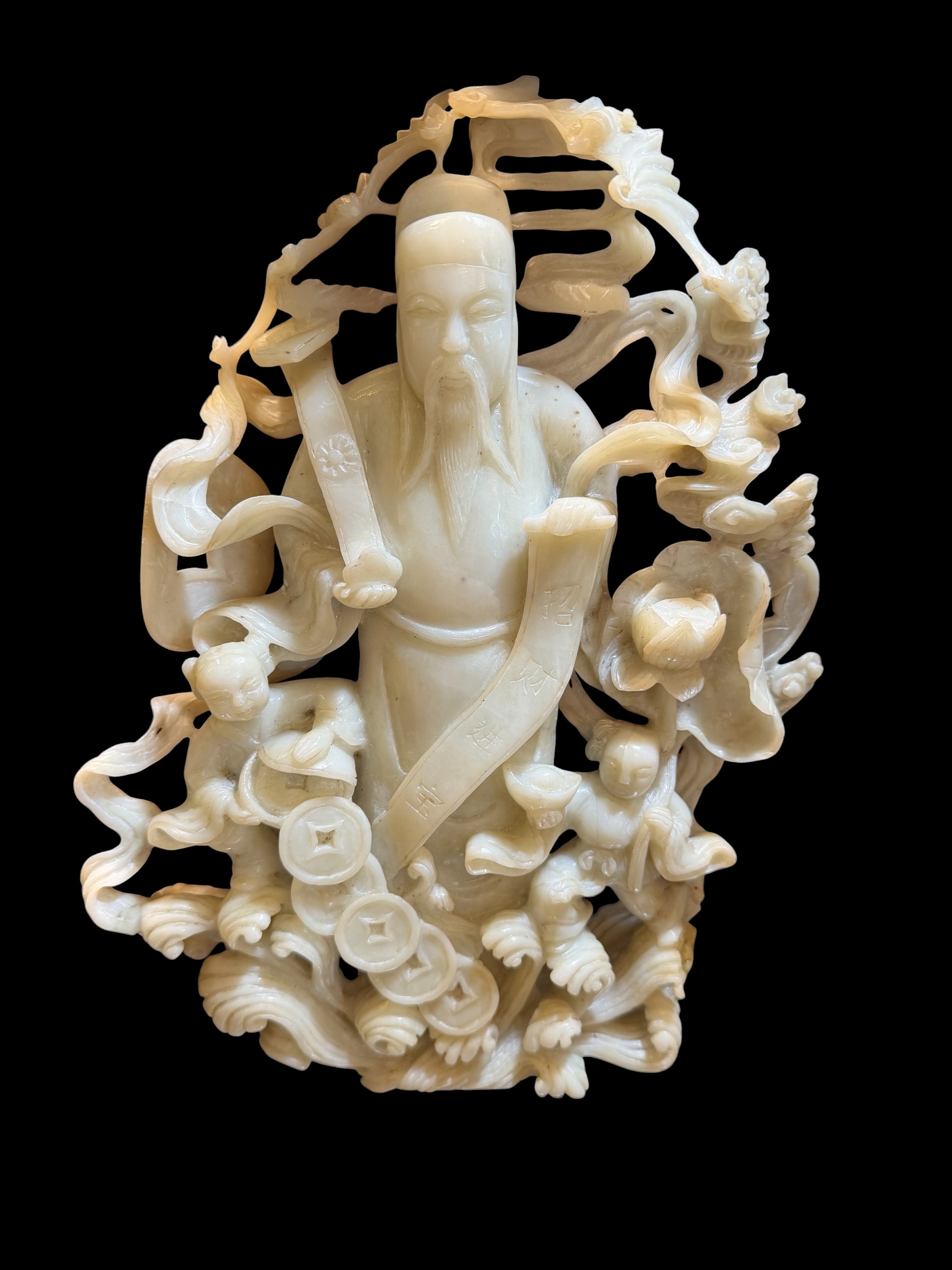 Chinese Figural Carved White Jade Sculpture