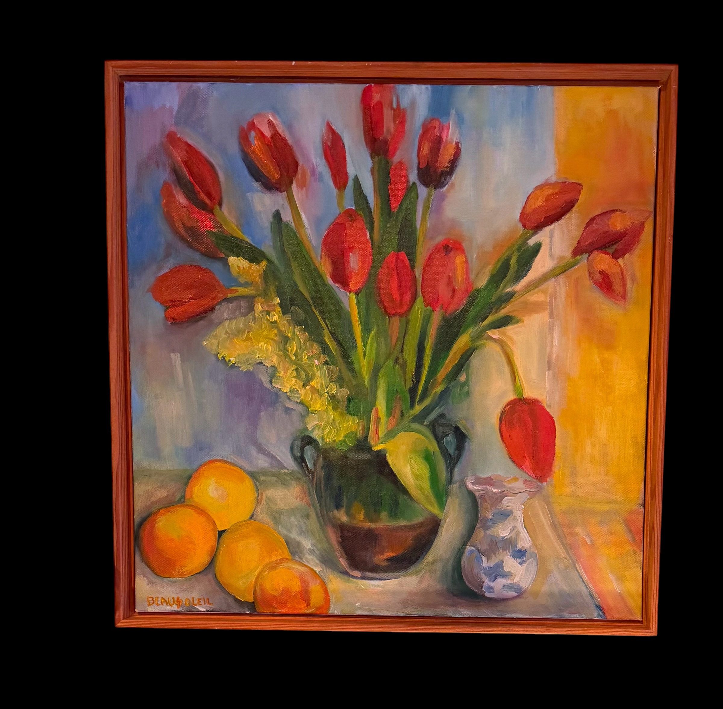 Beausoleil Red Tulip Still Life Oil