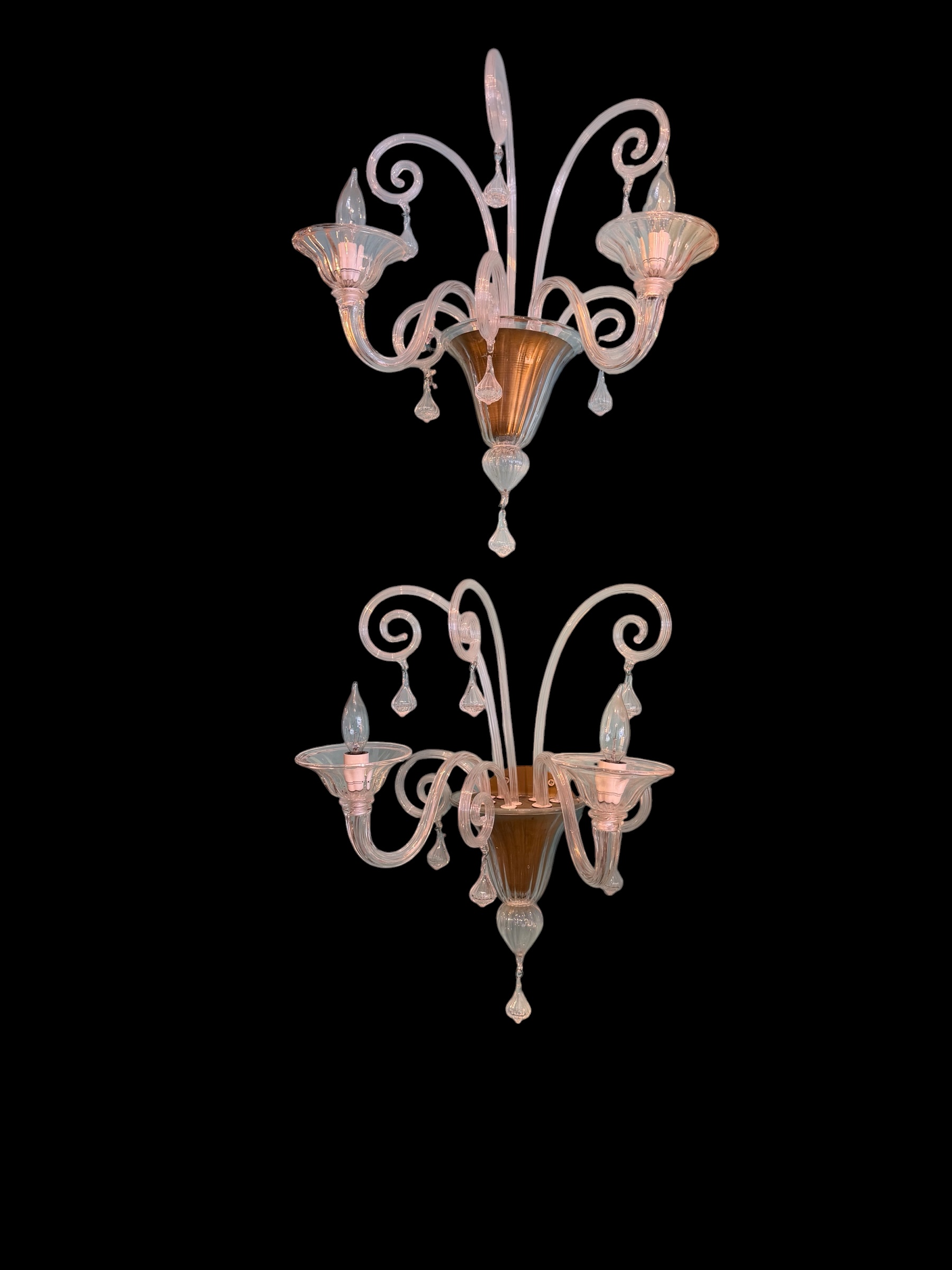 Italian Murano Clear Sconces