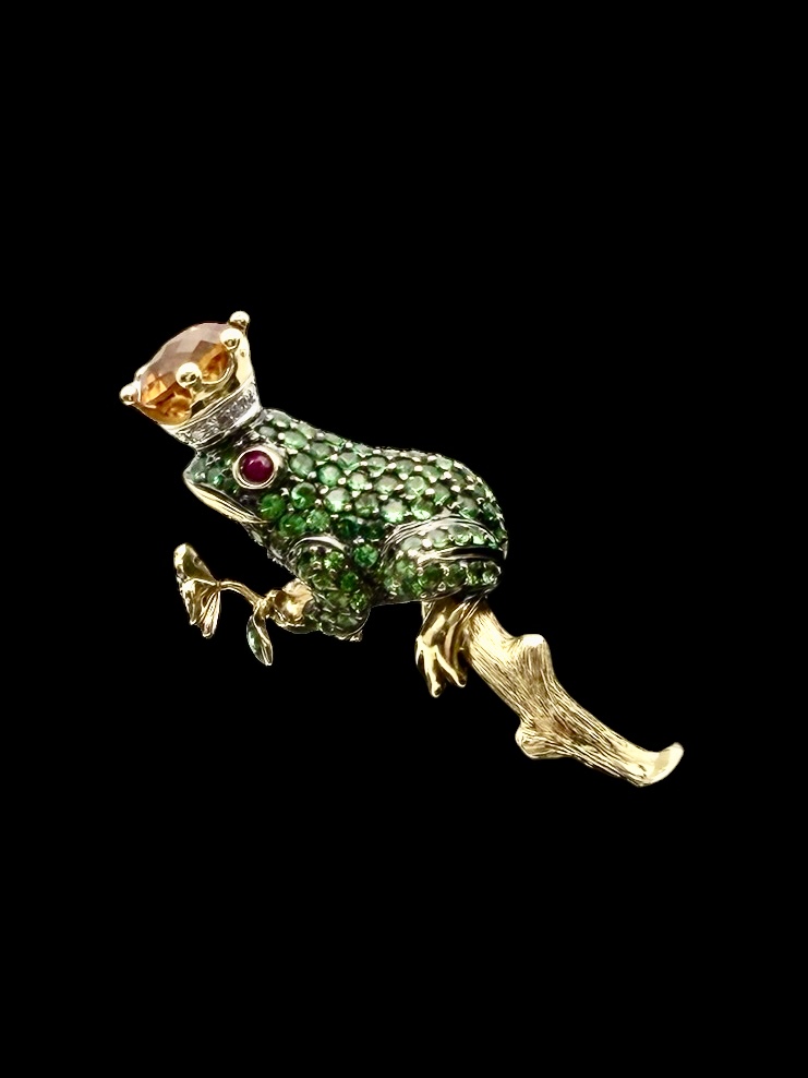 Frog Prince Gemstone and Gold Ring