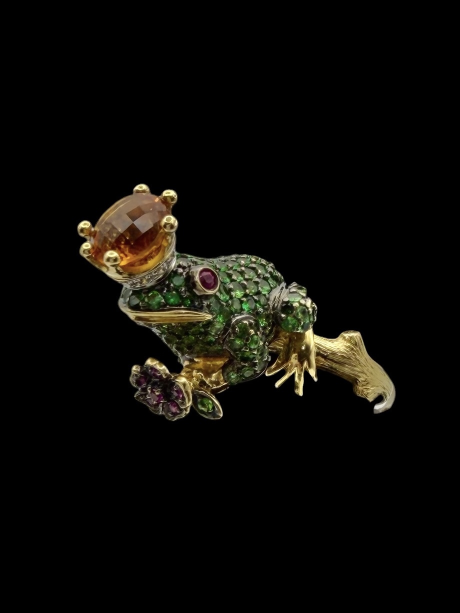 Frog Prince Gemstone and Gold Ring