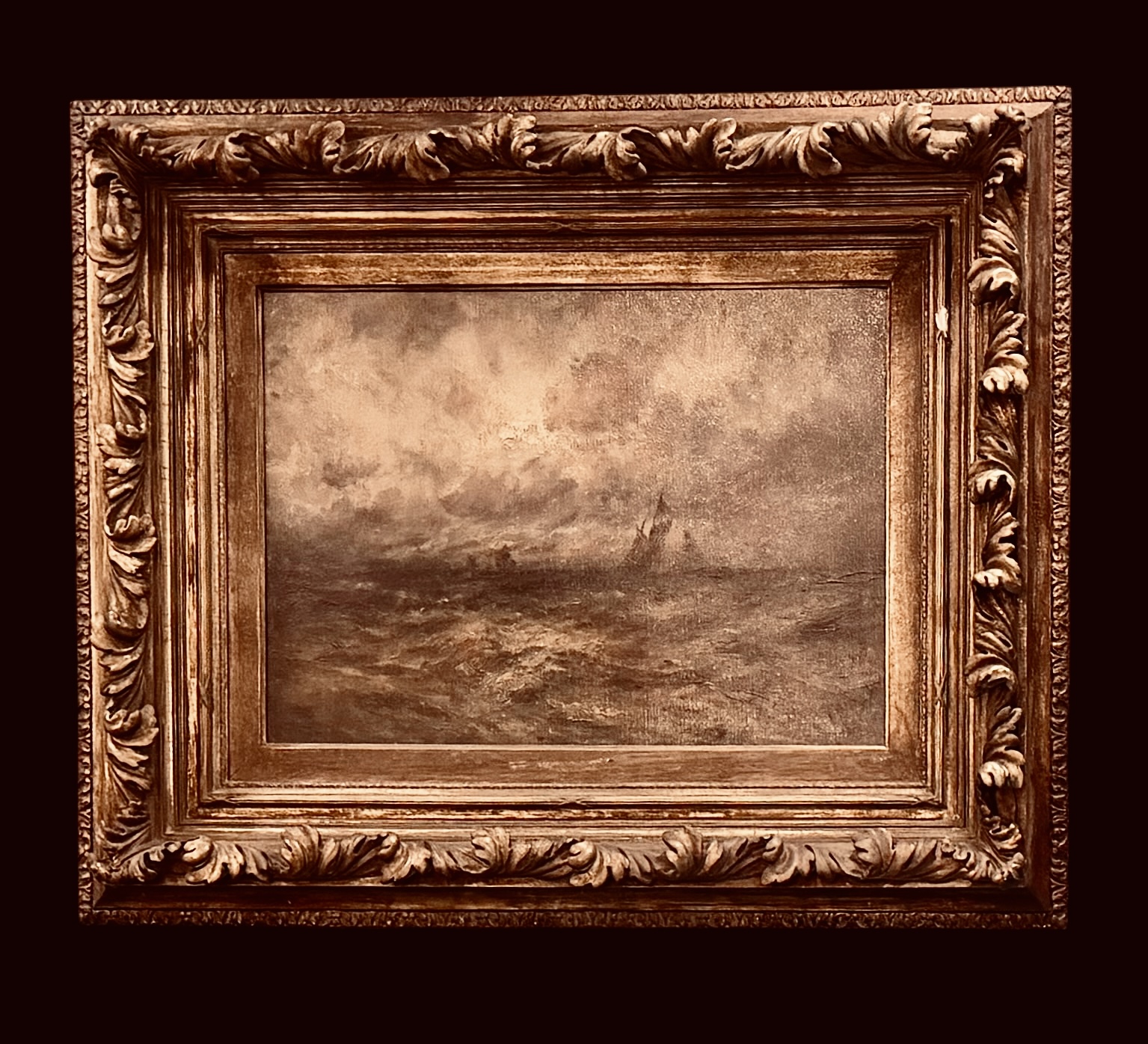 Hopkin Signed Antique Oil Seascape