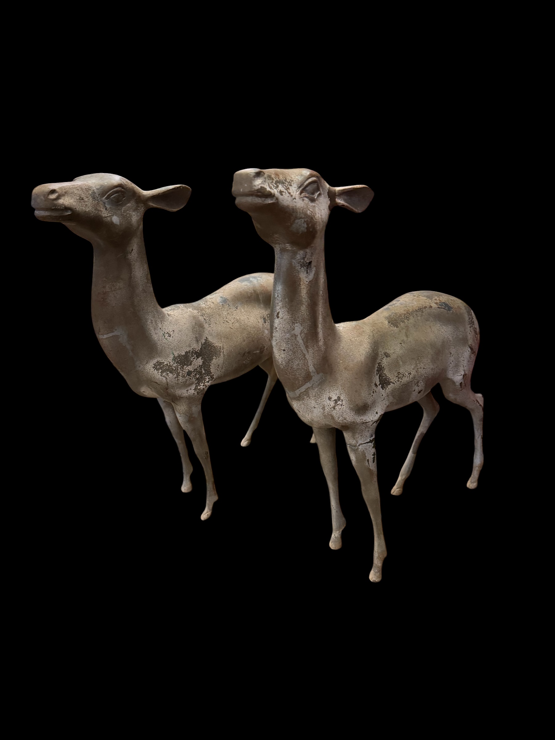 Antique Bronze Deer Pair