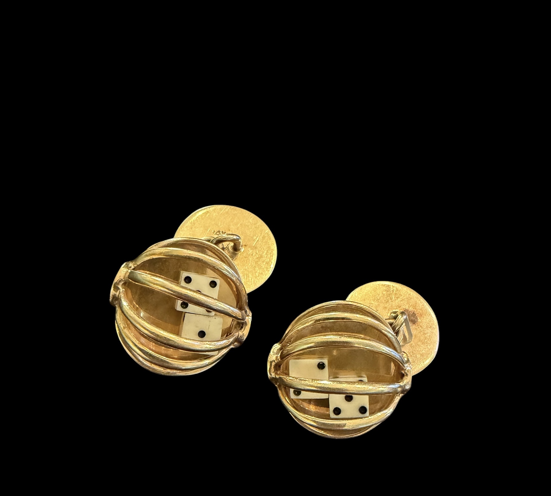 Vintage Dice Cage Gold Cufflinks