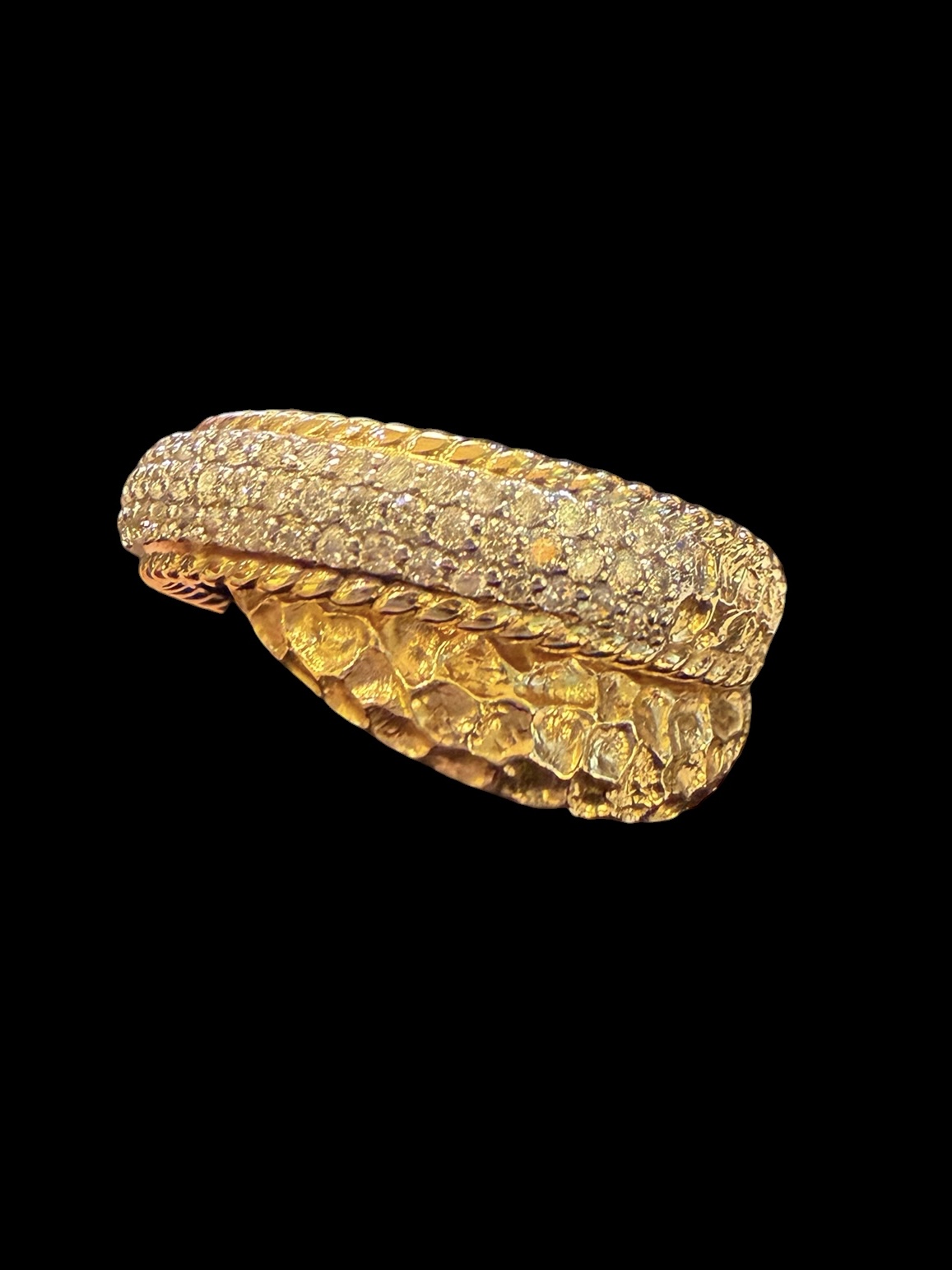 By-Pass Gold and Diamond Pave Band
