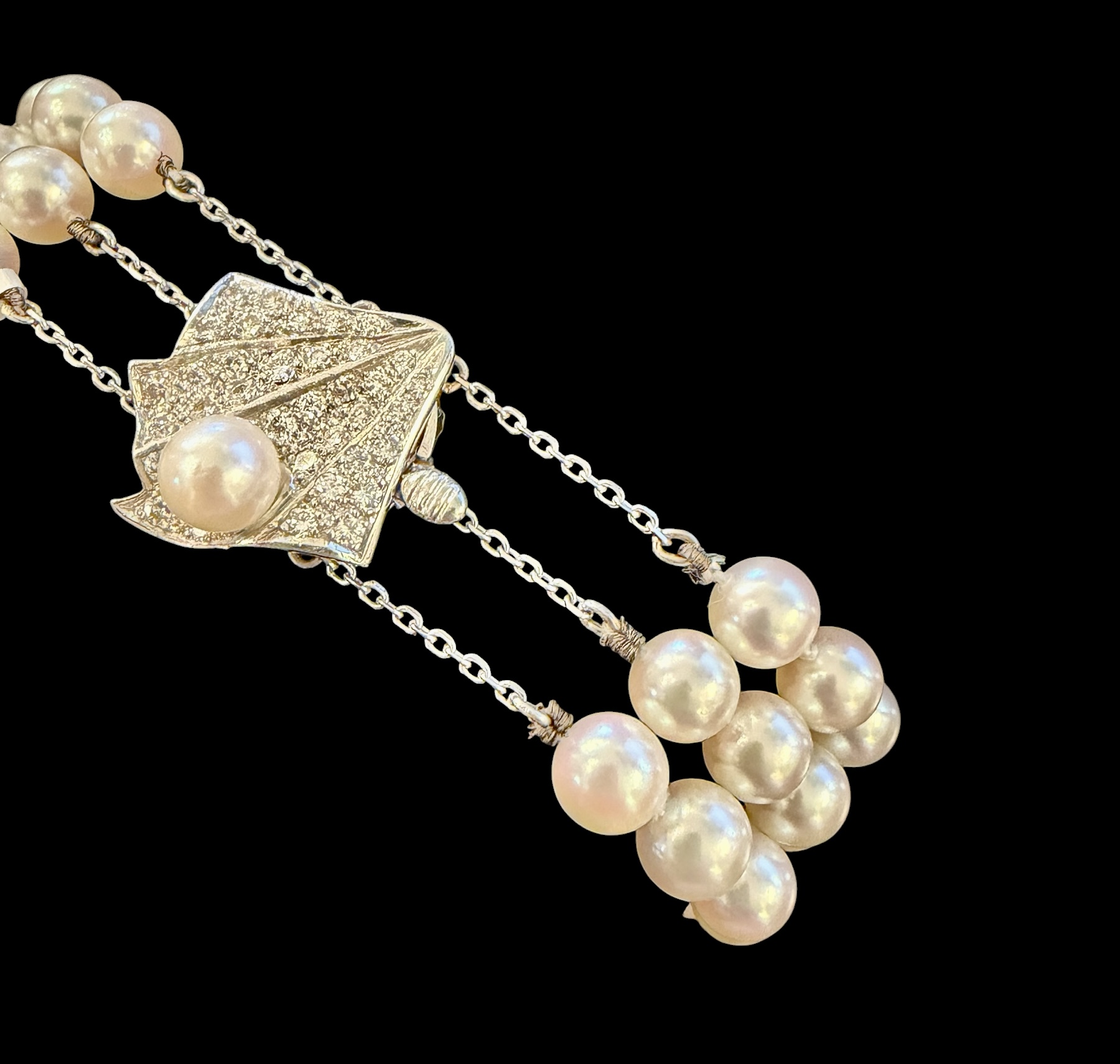 Three Strand Pearl Bracelet Diamond Clasp