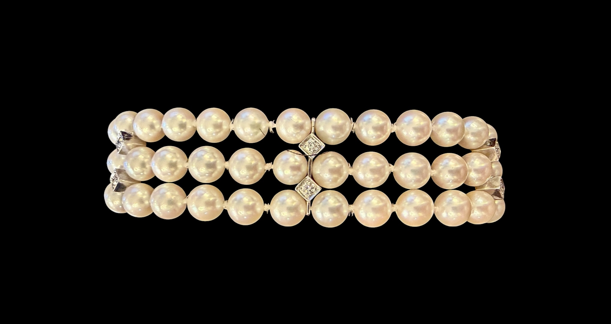 Three Strand Pearl Bracelet Diamond Clasp