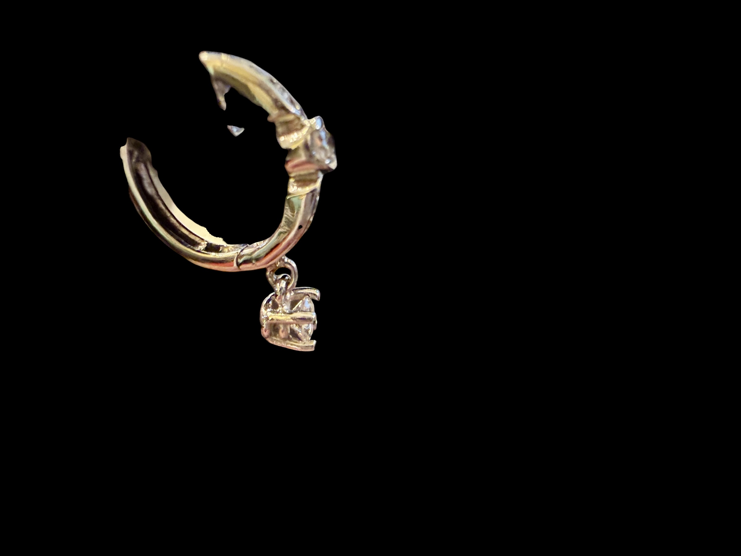 Diamond Hoop with Solitaire Dangles